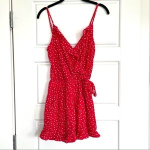 NWT Red + White Polka Dot Romper